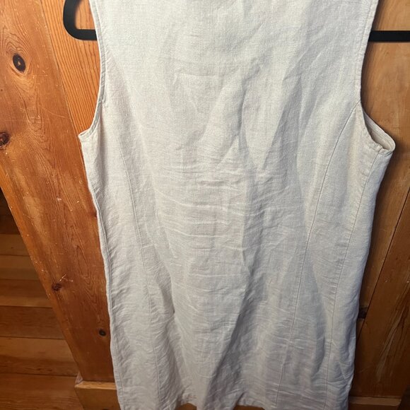 CLOSE OUT SALE: LL Bean Oatmeal/Tan Linen Sleeveless Button Up Dress - Size 10 - Picture 5 of 6